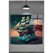 Petmudo AVM Denizdeki Gemi ve Ağaç Cam Tablosu