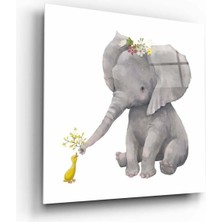 Petmudo AVM Fil ve Ördek Cam Tablo NO:1061 | Hediyelik, Dekoratif, Ofis, Mutfak