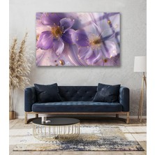 Petmudo AVM Parıldayan Gold Detaylı Çiçekler Yatay Cam Tablo Kırılmaz Lüks Cam Tablo Ev Hediyesi