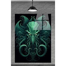 Petmudo AVM Muhteşem Yeşil Ahtapot Canavar Cam Tablosu