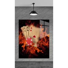 Petmudo AVM Yanan As Kartları Temperli Cam Üzerine Tablo Sevgilinize Yılbaşı