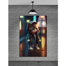 Petmudo AVM Kapşonlu Kedi Cam Tablo