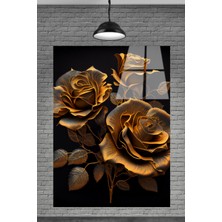 Petmudo AVM Sevilen Seri Altın Güller Cam Tablo