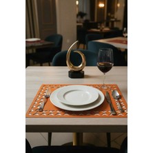 Morika Hotel & Home Textile Pares Serisi 6'lı Suni Deri Amerikan Servisi Seti - 32x44cm - Tarçın
