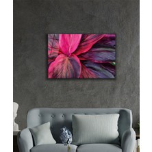 Petmudo AVM Büyük Pembe Mor Yapraklı Çiçek Cam Tablo, Temperli ve Rodajlı Dayanıklı Kırılmaz Cam