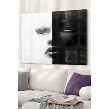 Petmudo AVM Siyah Beyaz Kadın Silüeti | Soyut Temalı Cam Tablo| 50X70 cm