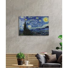 Petmudo AVM Vincent Van Gogh Yıldızlı Gece Starry Night Sanat Cam Tablo, Temperli Rodajlı Dayanıklı  Cam