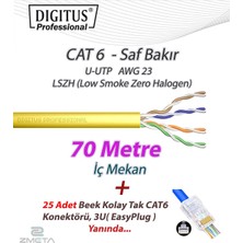 Digitus Cat6 70 Metre Saf Bakır U-Utp Lszh (Low Smoke Zero Halogen) Ağ İnternet Kablosu Sarı