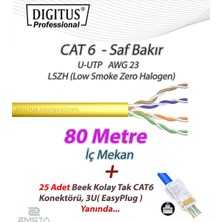 Digitus Cat6 80 Metre Saf Bakır U-Utp Lszh (Low Smoke Zero Halogen) Ağ İnternet Kablosu Sarı