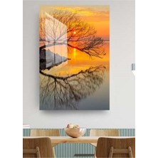Petmudo AVM Doğa Gün Batımı ve Yapraksız Ağaç Cam Tablo, Doğa Tablo, Duvar Dekor, Büyük Tablo, Cam Duvar Tablo