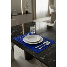 Morika Hotel & Home Textile Pares Serisi 6'lı Suni Deri Amerikan Servisi Seti - 32x44cm - Mavi