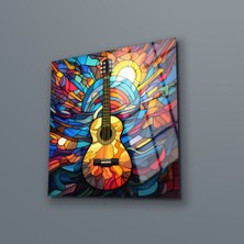Petmudo AVM Renkli Gitar Cam Tablo , Modern Duvar Dekoru , Yüksek Kalite , Temperli Cam Baskı , Asılmaya Hazır