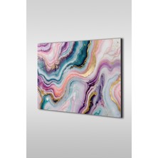 Petmudo AVM Pastel Tonlar ve Gold Detaylı Soyut Mermer Desen Yatay Cam Tablo
