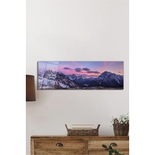Petmudo AVM Karlı Dağlar ve Renkli Gökyüzü Panoramik Cam Tablo, Temperli ve Rodajlı Dayanıklı Cam