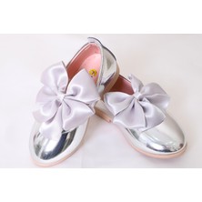 Gala Stil Gala Üstü Fiyonklu Parlak Çocuk Babet