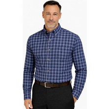 BURSPA Rahat Kesim Çizgili Kareli Kışlık Erkek Baba Gömlek