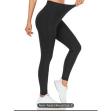 Elze Moda Model Spor Taytı Sıkılaştırıcı Etkili Normal Bel Düz Tayt Siyah Renk