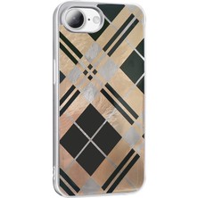 Paladyum Case iPhone 16E Uyumlu Geometrik Ekose Desenli Silikon Mep Kapak