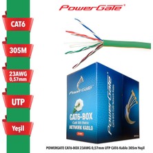Khi-Zai Powergate Cat6-Box-Gn, 23AWG 0,57MM, Utp, Cat6 Kablo, 305M, Yeşil