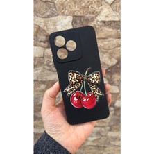 Vip Case Realme C61 Uyumlu Kiraz Fiyonk Leopar Desenli Silikon Darbe Emici Klasik Korumalı Rubber Kılıf