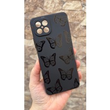 Vip Case Omix X600 Uyumlu Siyah Kelebek Desenli Silikon Darbe Emici Klasik Korumalı Rubber Kılıf 277