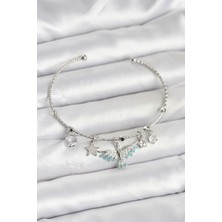 Nehir Anka Kuşu Charmlı Gümüş Renk Pirinç Kadın Bileklik