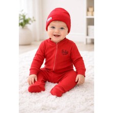 Erkek Bebek Fermuarlı Tulum & Şapka Seti – %100 Pamuk, Yumuşak Dokulu, Günlük Kullanıma Uygun (