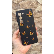 Vip Case Samsung Galaxy A17 Uyumlu Turuncu Kelebek Desenli Silikon Darbe Emici Klasik Rubber Kılıf