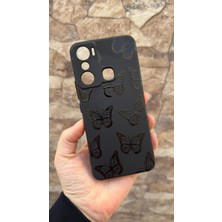 Vip Case Infinix Hot 20i Uyumlu Siyah Kelebek Desenli Silikon Darbe Emici Rubber Kılıf
