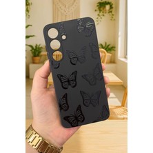 Vip Case Samsung Galaxy A55 Uyumlu Siyah Kelebek Desenli Silikon Darbe Emici Klasik Korumalı Rubber Kılıf 277