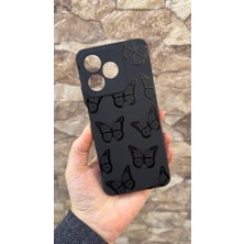 Vip Case Realme C61 Uyumlu Siyah Kelebek Desenli Silikon Darbe Emici Klasik Korumalı Rubber Kılıf