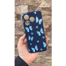 Vip Case Realme C61 Uyumlu Mavi Kelebek Desenli Silikon Darbe Emici Klasik Korumalı Rubber Kılıf