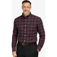 BURSPA Rahat Kesim Çizgili Kareli Kışlık Erkek Baba Gömlek