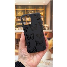 Vip Case Iphone 11 Pro Uyumlu Siyah Kelebek Desenli Silikon Darbe Emici Klasik Korumalı Rubber Kılıf