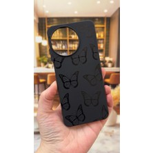 Vip Case Realme 11 Uyumlu Siyah Kelebek Desenli Silikon Darbe Emici Klasik Korumalı Rubber Kılıf