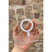 Vip Case Samsung S25 Ultra Uyumlu Kamera Çıkıntılı Şeffaf Magsafe Wireless Kablosuz Şarj Destekli V-Mags