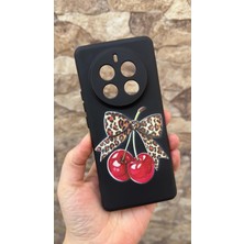 Vip Case Realme 12 Pro Uyumlu Kiraz Fiyonk Leopar Desenli Silikon Darbe Emici Klasik Korumalı Rubber KILIF277