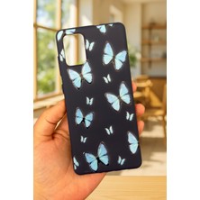 Vip Case Samsung Galaxy A31 Uyumlu Mavi Kelebek Desenli Silikon Darbe Emici Klasik Korumalı Rubber Kılıf 277