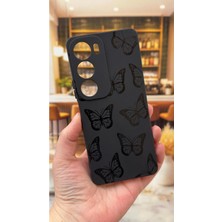 Vip Case Vivo Y19S Uyumlu Siyah Kelebek Desenli Silikon Darbe Emici Klasik Korumalı Rubber Kılıf