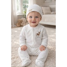 Erkek Bebek Fermuarlı Tulum & Şapka Seti – %100 Pamuk, Yumuşak Dokulu, Günlük Kullanıma Uygun (