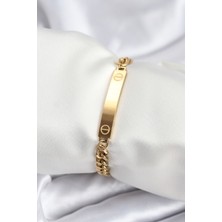 Nehir 316L Çelik Gold Renk Yazı Yazmaya Uygun Kadın Bileklik