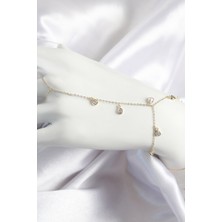 Nehir Pirinç Zirkon Taşlı Sallantılı Damla Model Gold Renk Kadın Şahmeran