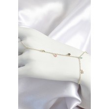 Nehir Pirinç Renkli Zirkon Taşlı Sallantılı Yıldızlı Model Gold Renk Kadın Şahmeran