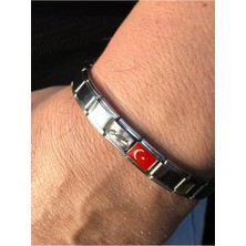 C&On Design Erkek Kadın Çelik Bileklik - Ay Yıldız Türk Bayrağı Atatürk Imzalı • Italyan Charm Nomi • Sevgiliye