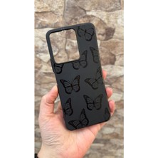 Vip Case Vivo Y35 Uyumlu Siyah Kelebek Desenli Silikon Darbe Emici Klasik Korumalı Rubber Kılıf