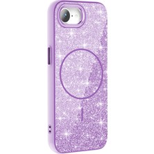 Paladyum Case iPhone 16E Uyumlu Magsafeli Simli Mor Okso Kapak