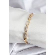 Nehir Pirinç Vıp Seri Gold Renk Parçalı Model Kadın Bileklik