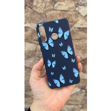 Vip Case Huawei P20 Lite Uyumlu Mavi Kelebek Desenli Silikon Darbe Emici Klasik Korumalı Rubber Kılıf 277