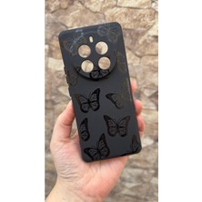 Vip Case Realme 12 Pro Uyumlu Siyah Kelebek Desenli Silikon Darbe Emici Klasik Korumalı Rubber Kılıf 277