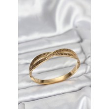 Nehir 316L Çelik Gold Renk Vintage Kadın Kelepçe Bileklik
